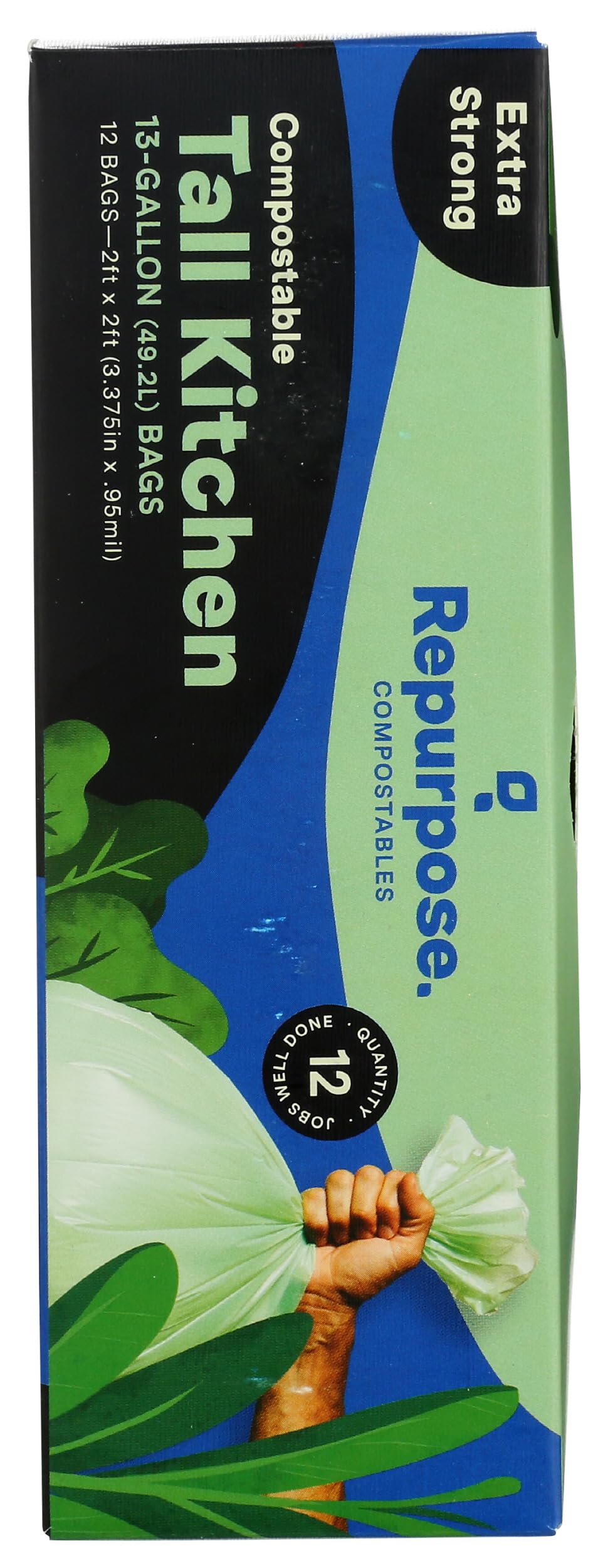 Repurpose - Compostable Extra Strong Tall Bolsos de Cocina 13 Galón - 12 Bolsas