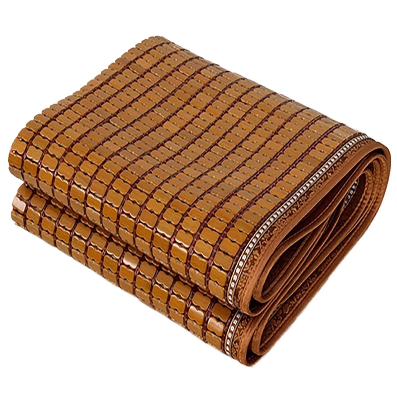 JYBNBBE Bamboo Cooling Mat - Foldable Summer Sleeping Pad Carbonized Air Conditioning Mat for Ultimate Comfort Perfect for Mahjong & Hot Nights (Coffee 0.8 * 1.9m/2.6 * 6.2FT)