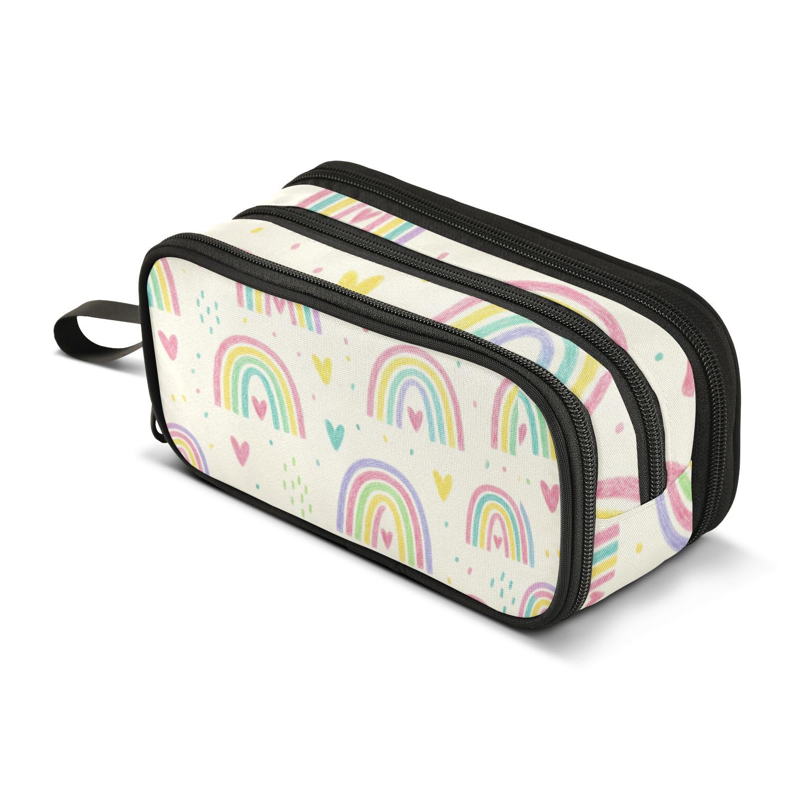ISAOA Big Capacity Pencil Cases Seamless Pattern Rainbow Pouch Bag Large Pen Bag Stationery Bag for Girls Boys Student Adults Zipper Pencil Pouch — image 1