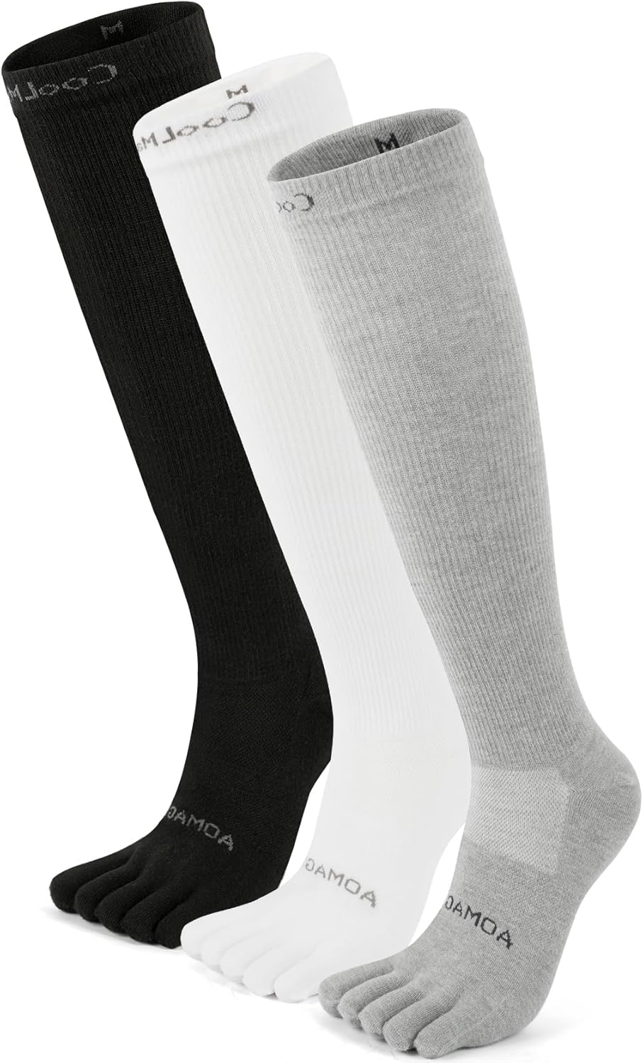 YABAIKE Compression Toe Socks Knee High Coolmax Hiking Socks Graduated Support for Running,Travel,Flight