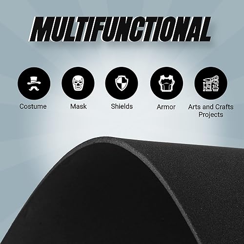 Miniatura 4 de 24 hojas de espuma EVA negra para cosplay en hojas de 9 x 12 pulgadas espuma gruesa de alta densidad 187.4 lbsm, 0.079 in (112 pulgadas) ideal para