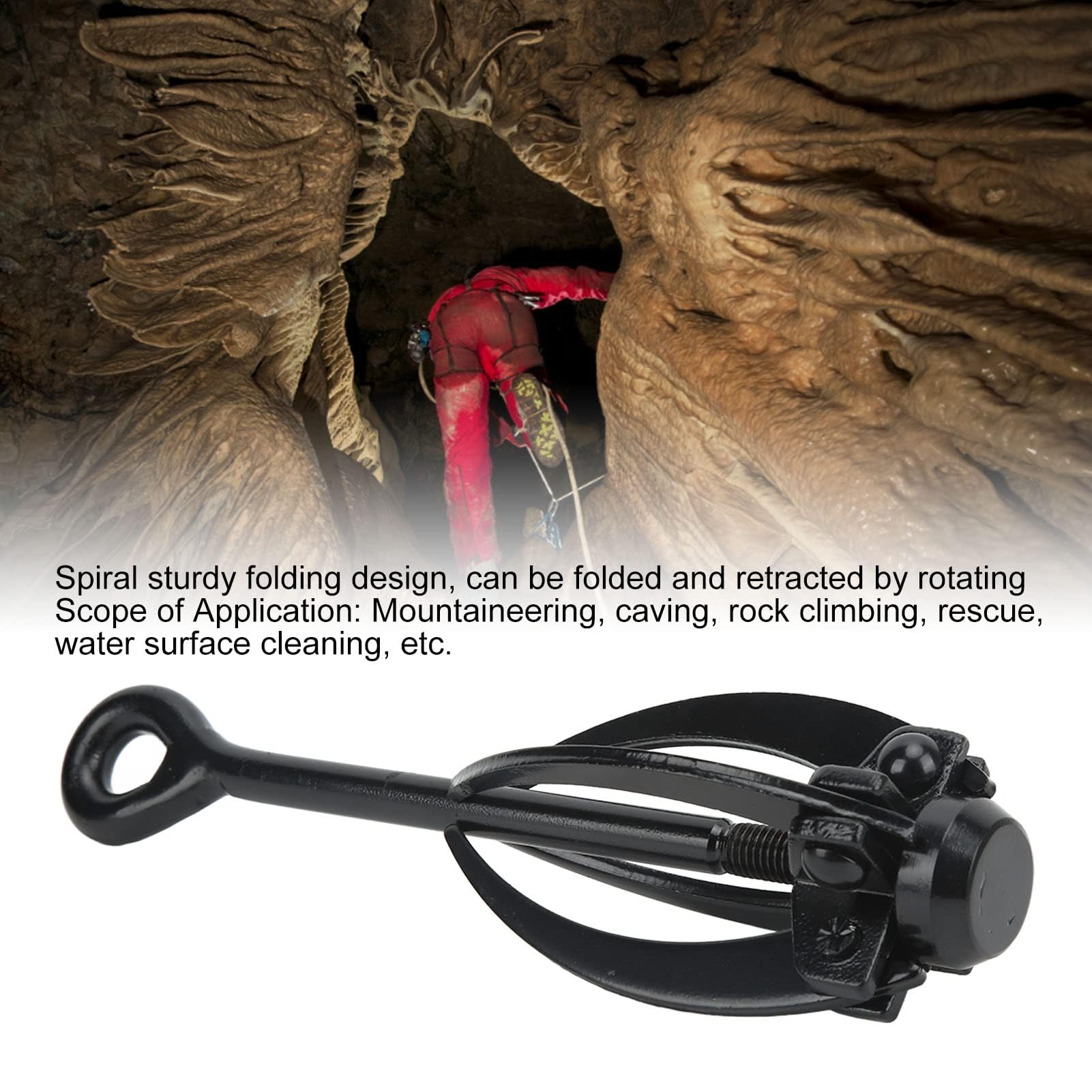 HERCHR Gancho De Agarre, Gancho De Acero para Escalada Al Aire Libre, Gancho De Agarre Multifuncional De 4 Garras para Montañismo, Espeleología, Escalada En Roca