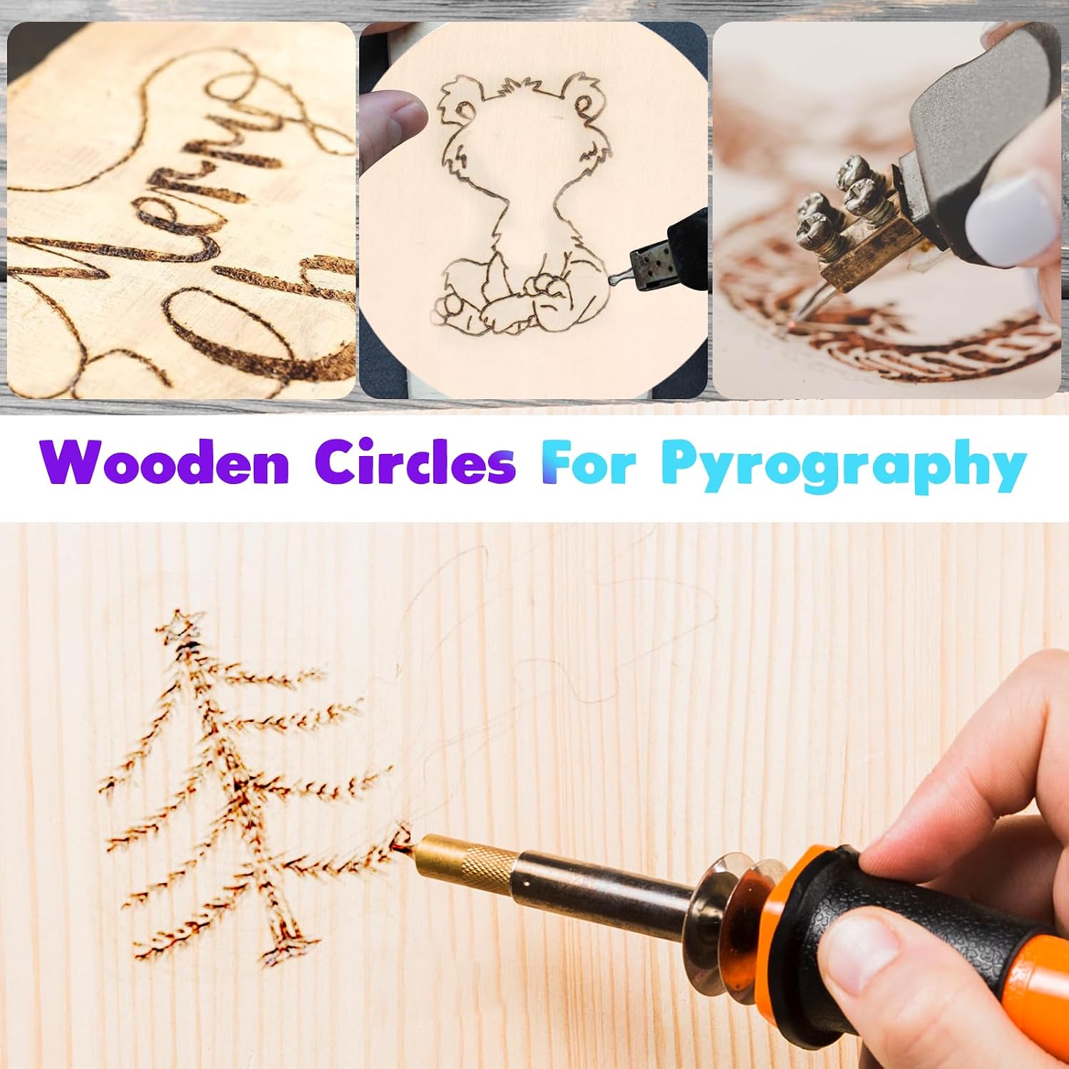 JJUNW 6 Pack Wood Circles for Crafts, 8 Inch Unfinished Wood Circles Discs, Wooden Ornaments for Crafts for DIY Crafts Door Hanger Sign Wood Buring Painting Christmas Decorate