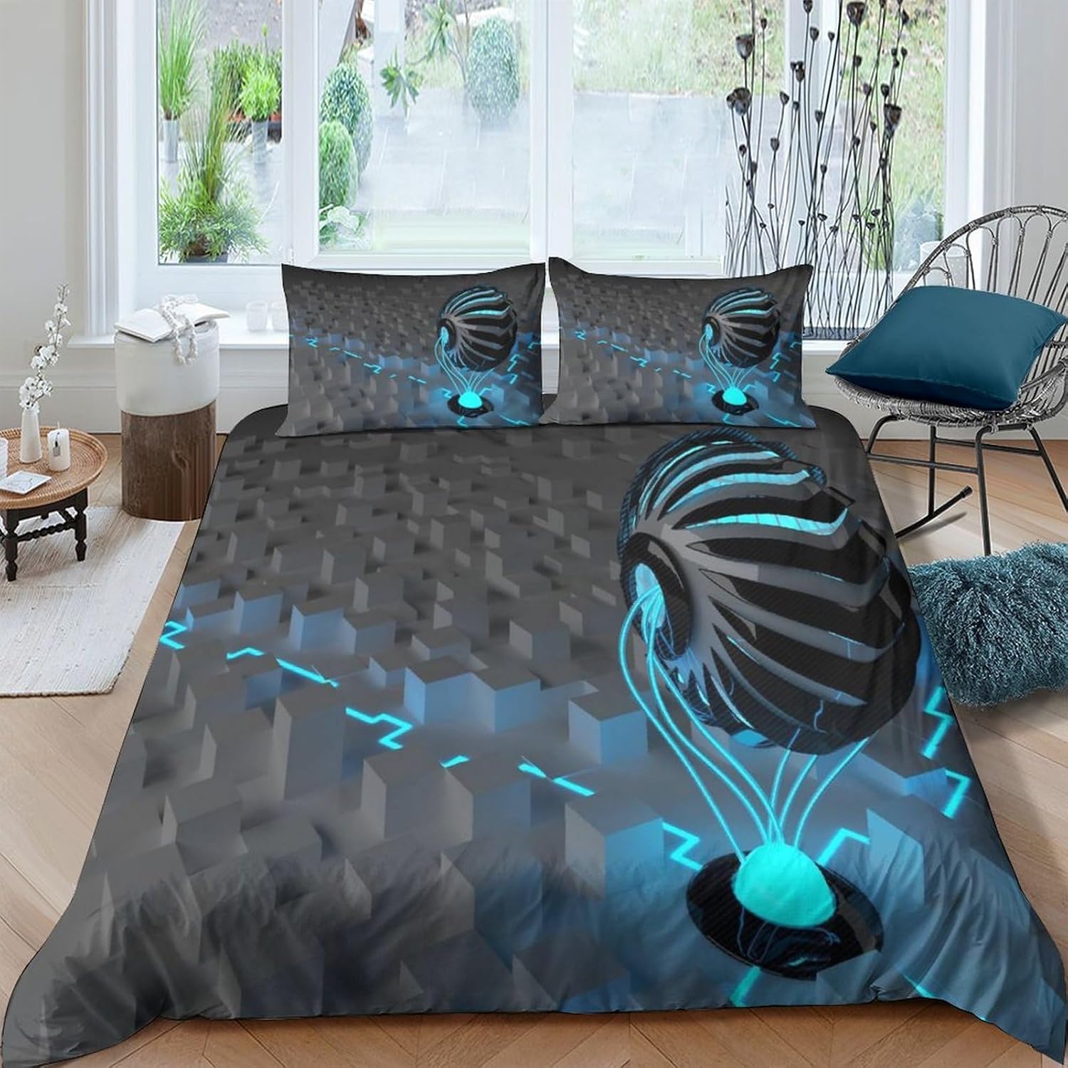 Housse de couette 135x200 anti-froissement en microfibre pour un lit design sans repassage