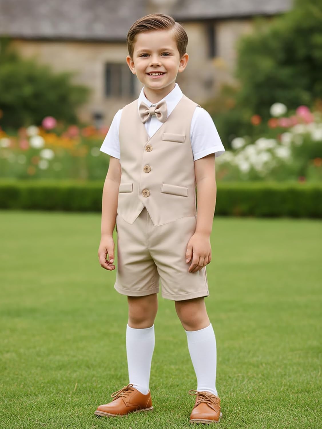 Baby Boys Shorts Sets , Infant Shirt+Shorts+Bow Tie+Vest Outfits Suits