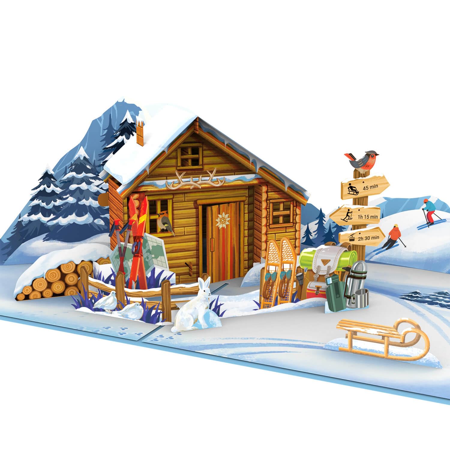 papercrush® Pop-Up Card Mountain Hut - Voucher for Hiking & Climbing, 3D Birthday Card for Hiking Holidays, Travel & Holidays in the Mountains, Hiking or Mountaineering - Voucher Card for Hiking Shoes