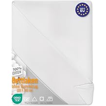 Bettlaken ohne Gummizug Baumwolle 2er Set 100x200 cm - Bed Sheets Betttuch ohne Gummi und Laken Bedsheets Baumwollstoff wei  und Kochfest mit Oeko-Tex-Zertifikat 100 x 200
