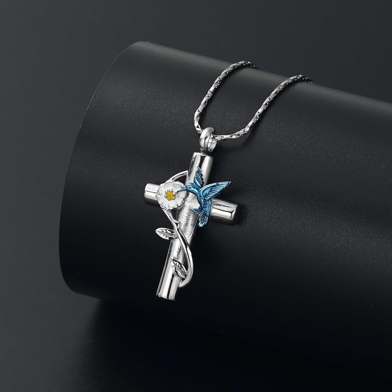 Cremation Jewelry Hummingbird Urn Necklaces for Ashes for Women Cross Urn Necklace Keepsake Jewelry Memorial Ashes Pendant Gifts - Image 6