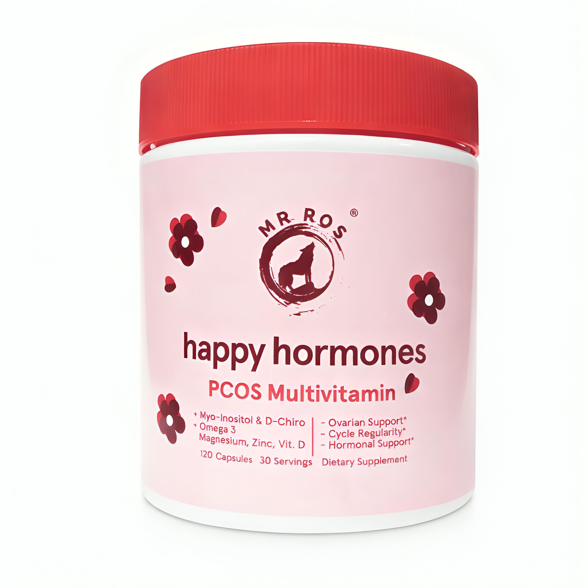 PCOS Multivitamin for Women – Happy Hormones Formula – Myo & D-Chiro Inositol 40:1, Omega-3, Vitamin D3, Zinc & Magnesium – 120 Vegan Capsules