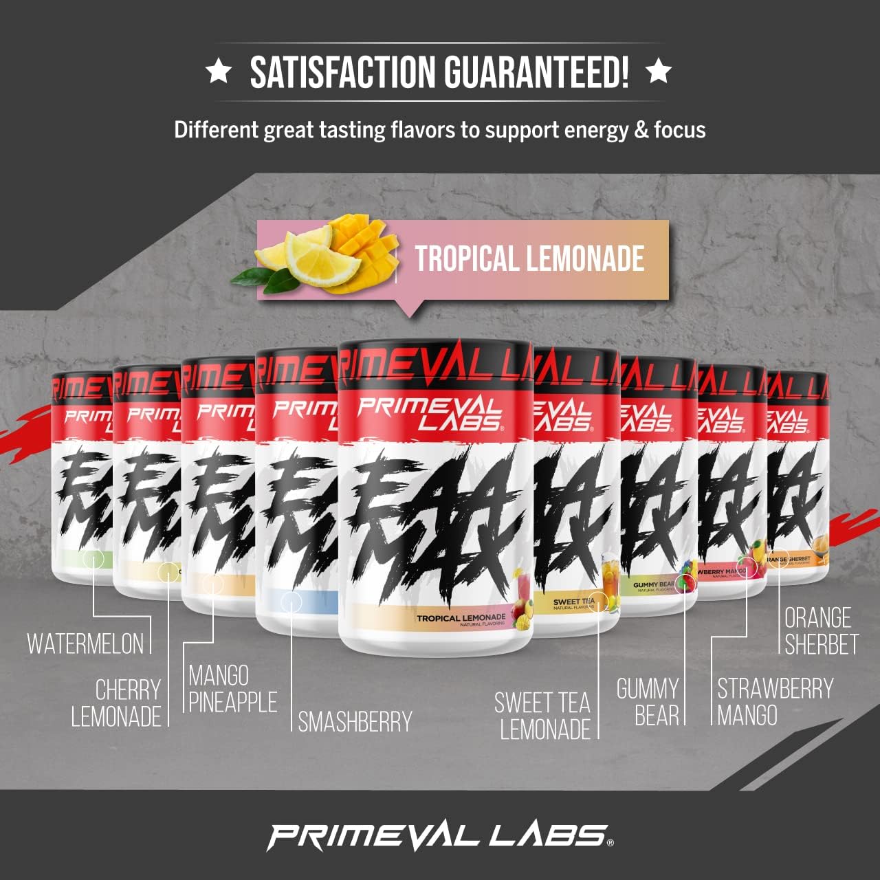 Primeval Labs EAA Max, BCAA Perfect Amino Acid Powder - Pre or Post Workout Muscle Recovery - BCAAs, EAAs, Electrolytes, Supports Hydration & Performance, Keto Friendly, Tropical Lemonade 30 Servings
