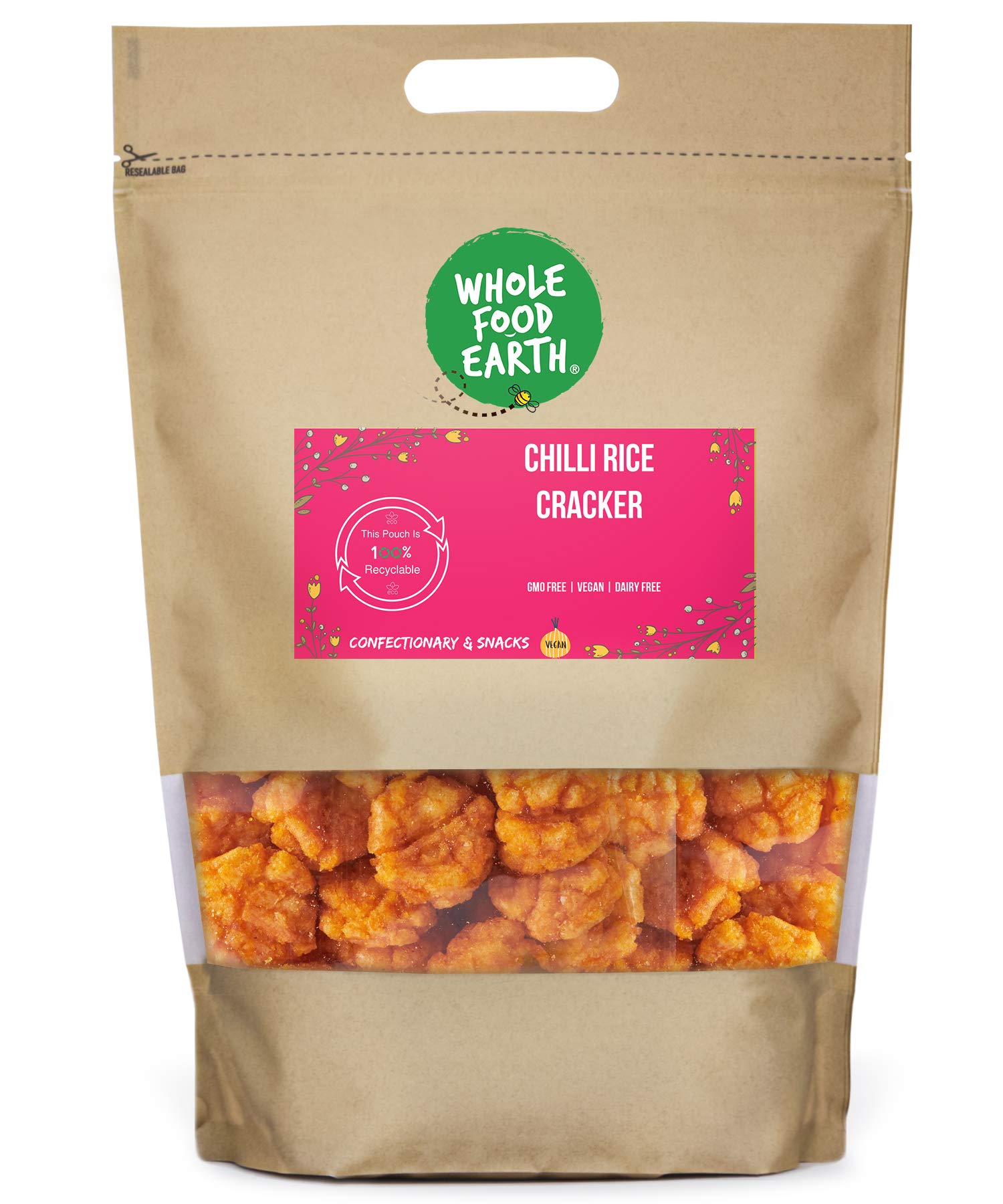 Wholefood Earth Chilli Rice Cracker - Curry Flavour Rice Crackers 1 kg | GMO Free | Dairy Free