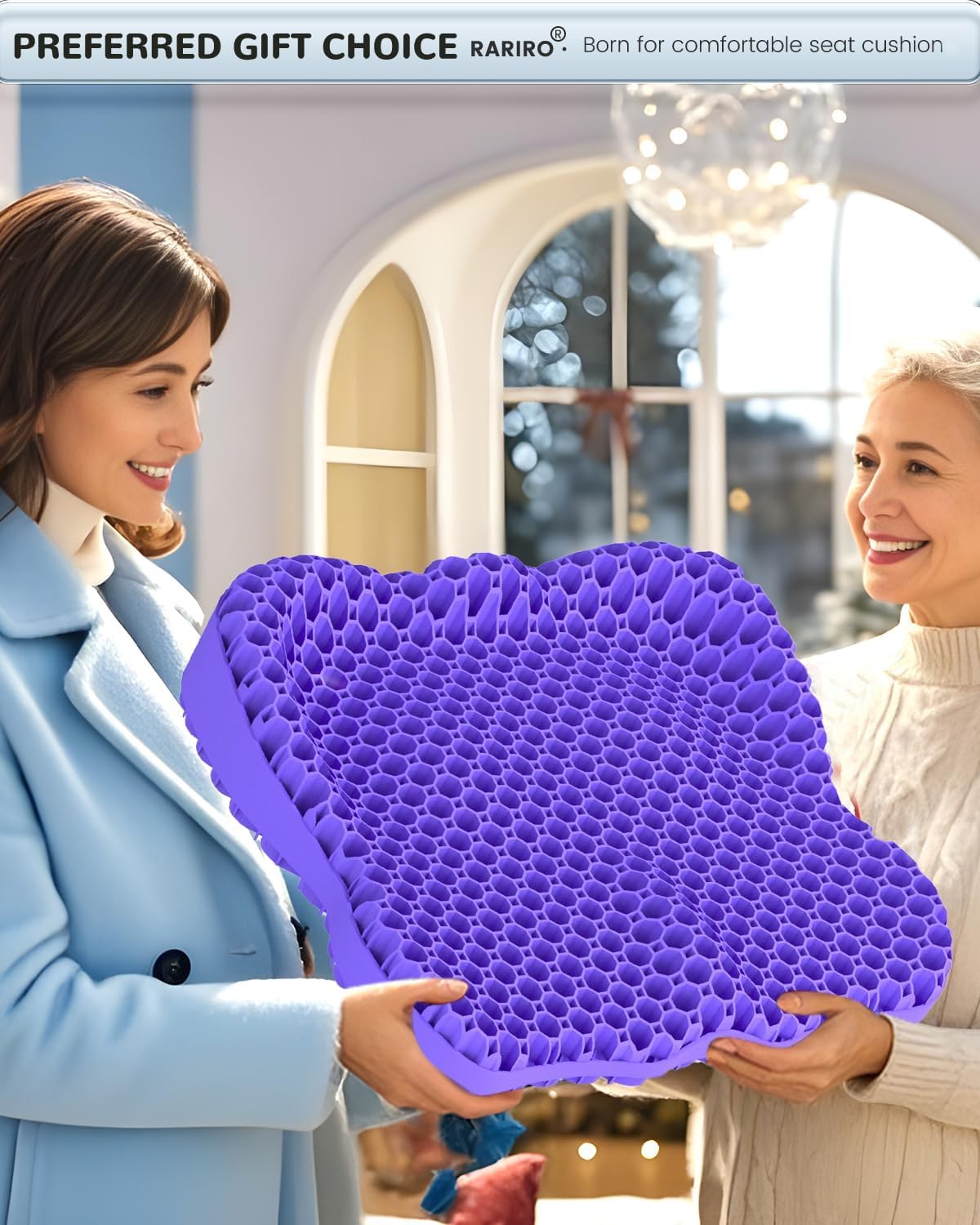 Coussin Gel Ergonomique, Respirant, Répartit Pression,Violet,50cm