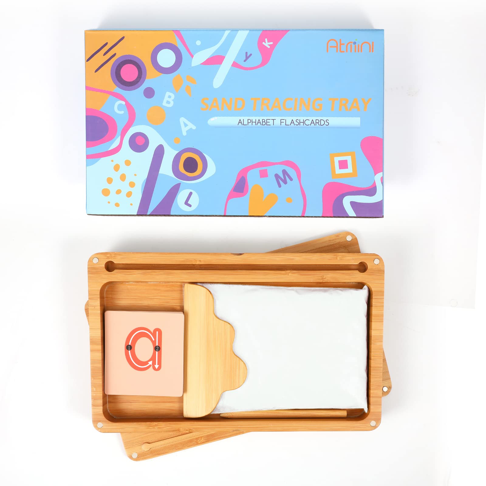 Montessori, tavolo di sabbia per allenamento precoce scrittura e disegno giocattolo in legno Montessori tavolo di sabbia giocattolo educativo per lo sviluppo motorio precoce nei bambini (Bianco)