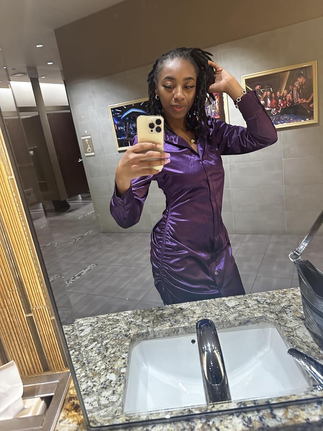 Women's Sexy Button Down Shirts Loose Collar Long Sleeve Ruched Silk Cloth Night Out Club Mini Wrap Dress Drawstring image 5