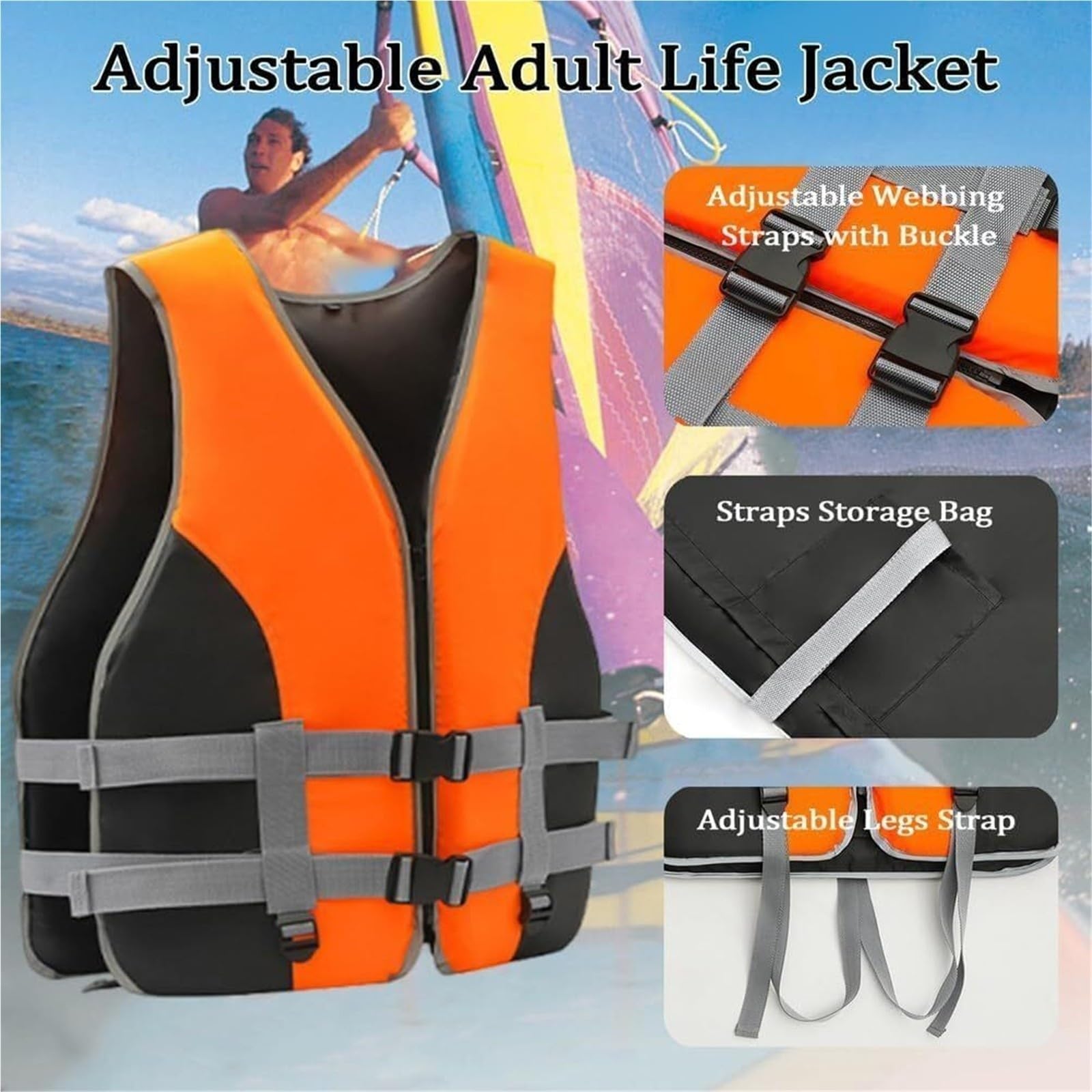 Surfjacke mit Reflektierenden Streifen for Kajakfahren, Angeln, Bootfahren