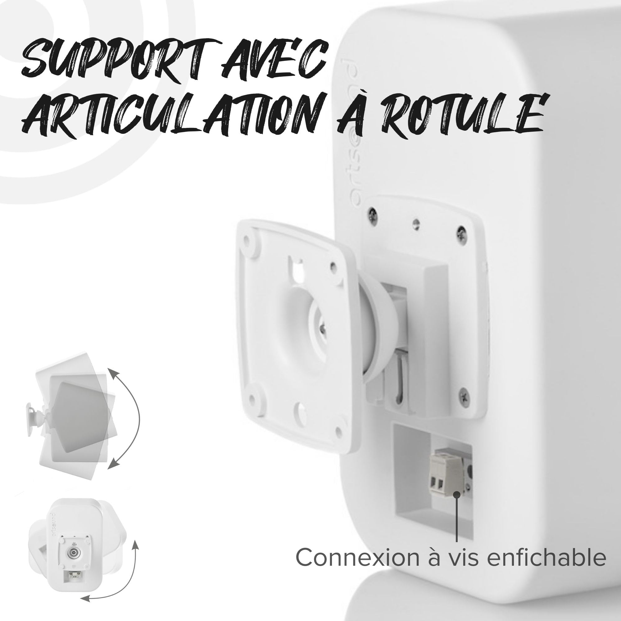 Artsound UNI20, Ensemble de 2 Enceintes passives, Enceinte HiFi 2 Voies, 10-40 Watts, Support Mural avec Articulation à rotule, Convient pour des espaces jusqu'à 20 m² tels Que Couloir, Cuisine,