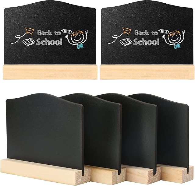 Chalkboard Small Sign, 6Pcs Mini Wood Chalkboard, Double-Sided Tabletop Blackboards, Message Tabletop Board for Weddings, Birthday Parties, Food Buffet Party Event Decoration