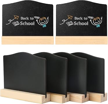 Small Chalkboard Sign, Wood Chalkboard, Double-Sided Tabletop Blackboards | 6Pcs Mini Message Tabletop Board for Weddings, Birthday Parties, Food Buffet Party Event Decoration