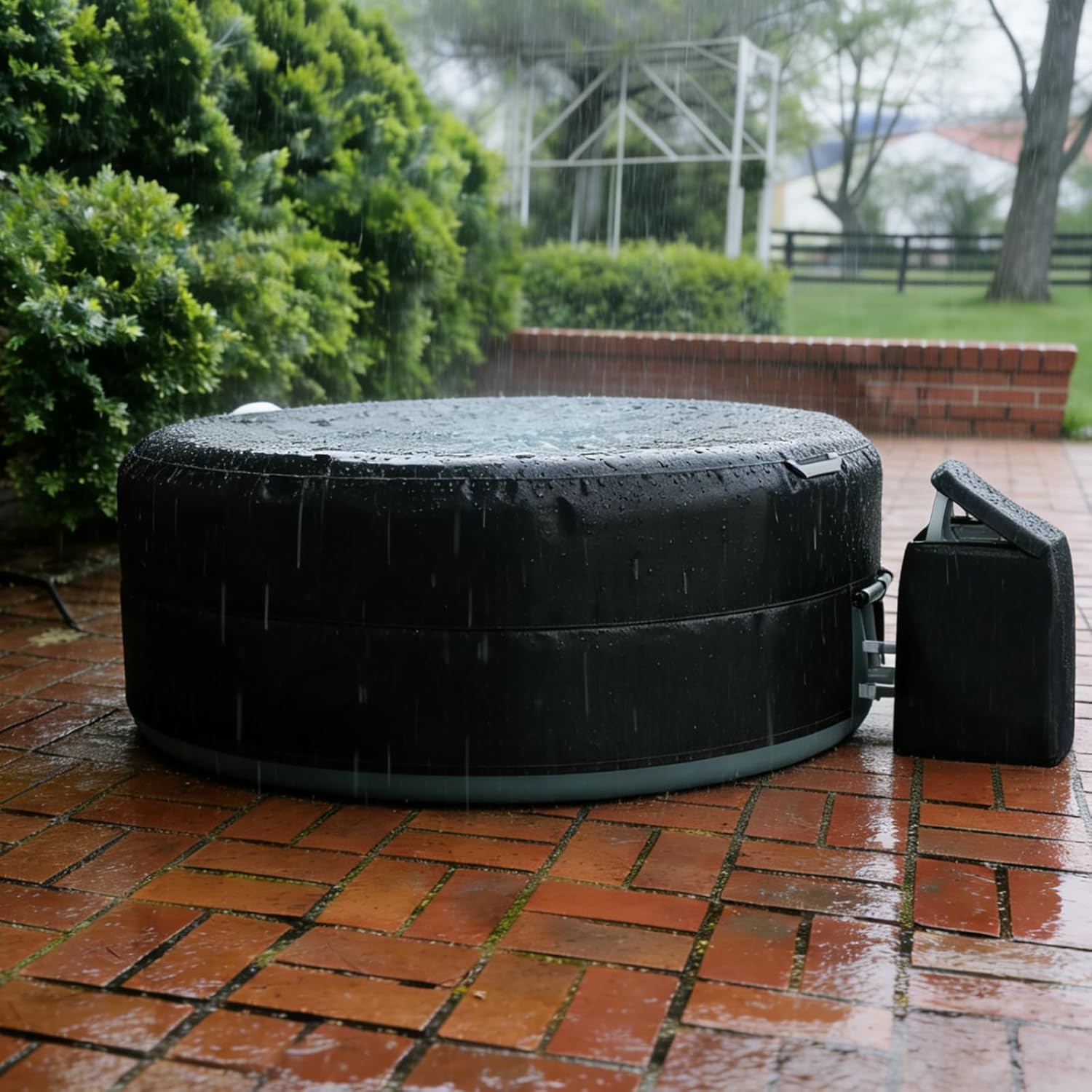 XCZ Portable Hot Tub Cover, Spa Thermal Cover, Waterproof, dustproof, Insulated, Suitable for 85in Round hot tub, Black, with Pump Cover