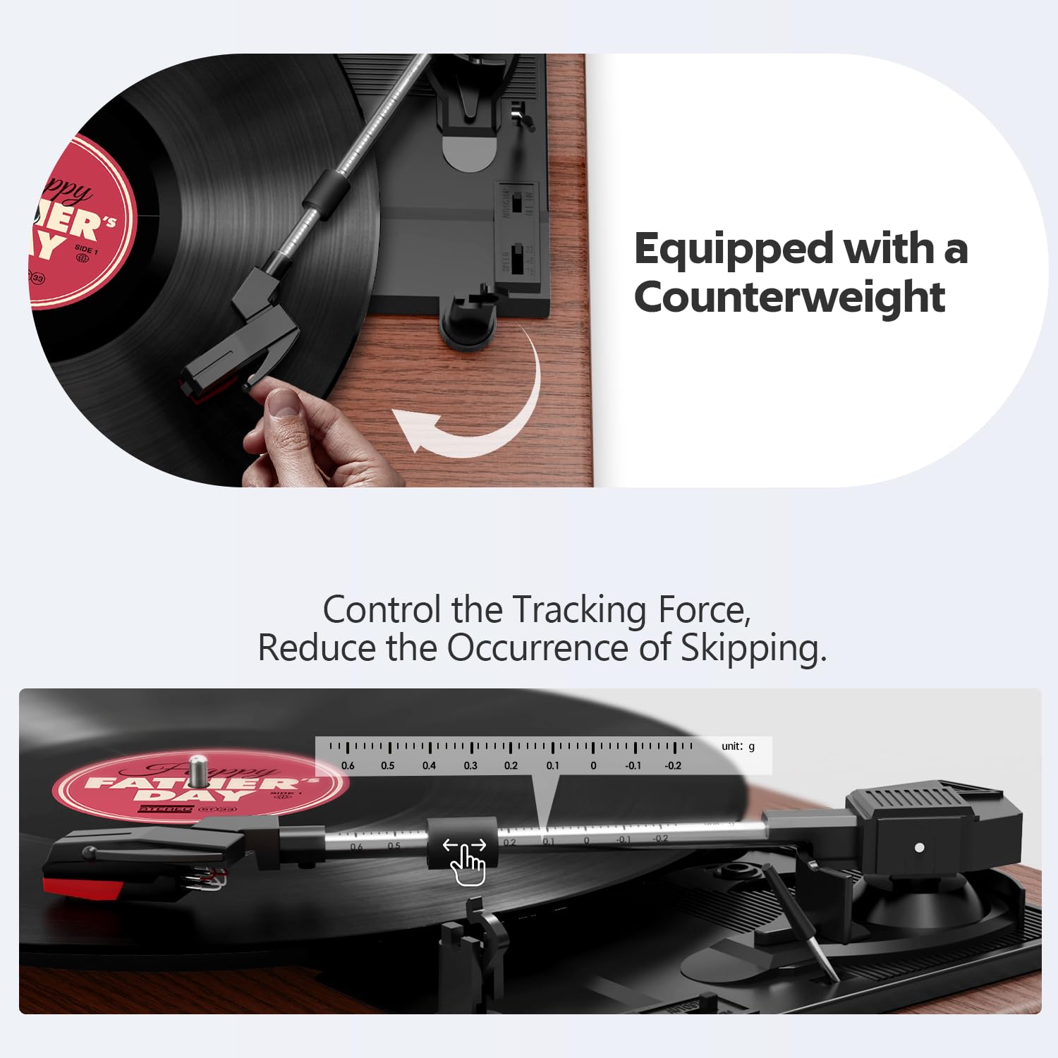 Plattenspieler, FYDEE Vinyl-Plattenspieler mit Eingebauten Stereo-Lautsprechern, 3 Geschwindigkeiten 33/45/78 RPM, Bluetooth-Schallplattenspieler, mit RCA-Ausgang und AUX-Eingang, Walnuss