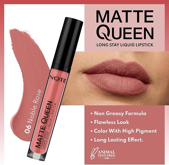 Note Cosmetics Matte Queen Lipstick 06 Noble Rose Kalıcı Likit Ruj, Nude