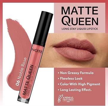 Note Cosmetics Matte Queen Lipstick 06 Noble Rose Kalıcı Likit Ruj, Nude