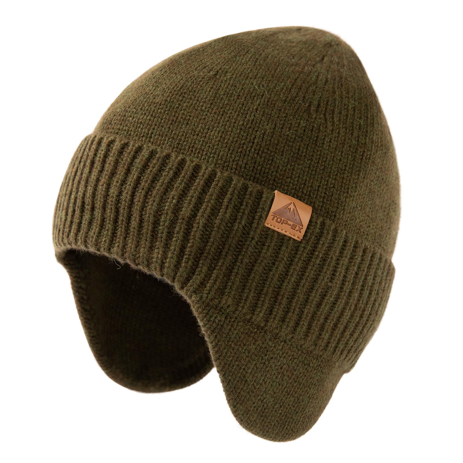 TOP-EXDryKnit™ Unisex 80% Merino Wool Waterproof Beanie with Ear Flap Warm Winter Fleece Lined Beanie Hat M/L/XLGlobal Recycled StandardGlobal Recycled StandardGlobal Recycled Standard