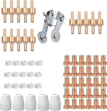 66PCS Plasma Cutter Consumables Kit for PT-31/JG-40/LG-40 Plasma Cutting Torch, 15 Electrodes, 30 Nozzles, 5 Shield Cups, 15 Swirl Baffles + 1 Exclusive Roller Guide 2026