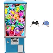 Gachapon Machine, 25 Inch Height PS Bouncy Balls Dispenser, Commercial Candy Bubble Gum Vending Machine with Clear Design Hold 230 Capsule Toys for Game Stores,Retail Stores,Gumball Bank, Home Blue