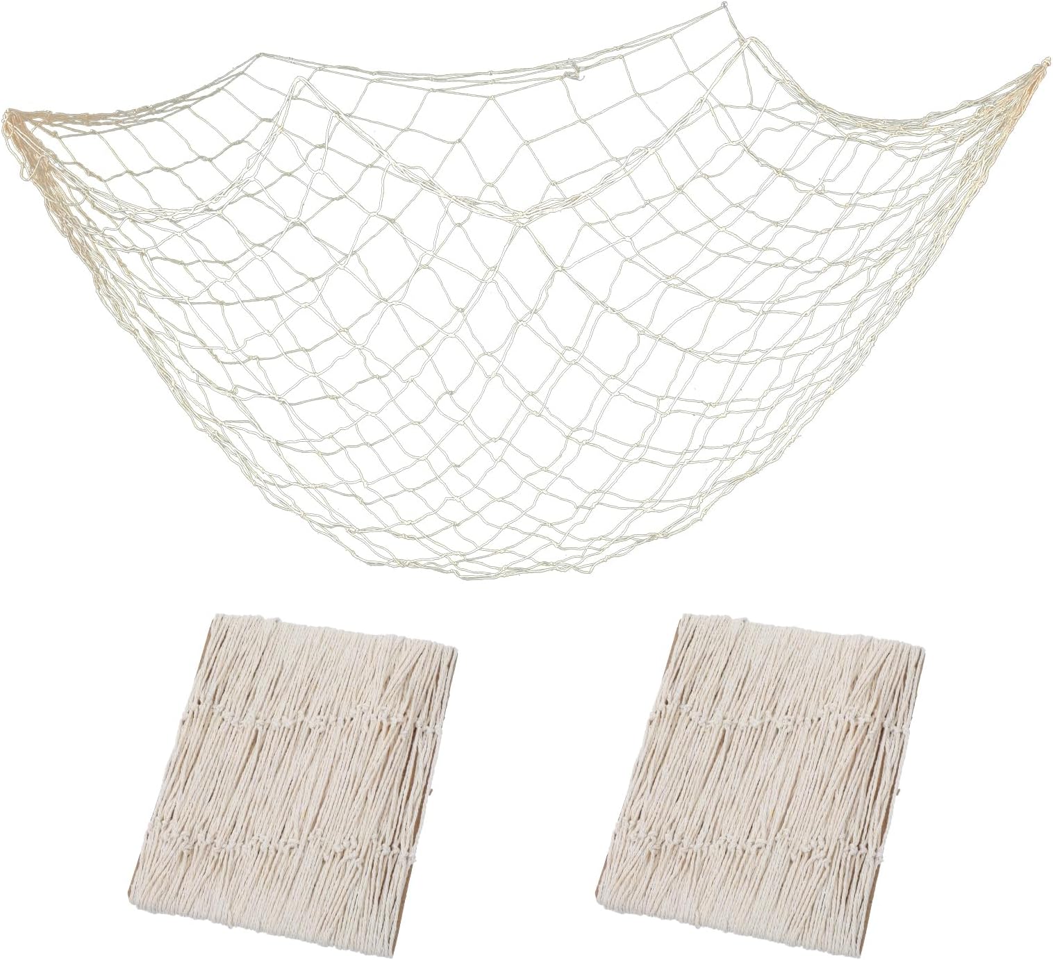 2 Pcs Fish Net Decorations Fish Net Decorations for Party Fishing Nets Decor Natural Cotton Hawaiian Party Fishing Nets Decorative Under The Sea Pirate Ocean Beach Decor for Wedding,Photographing