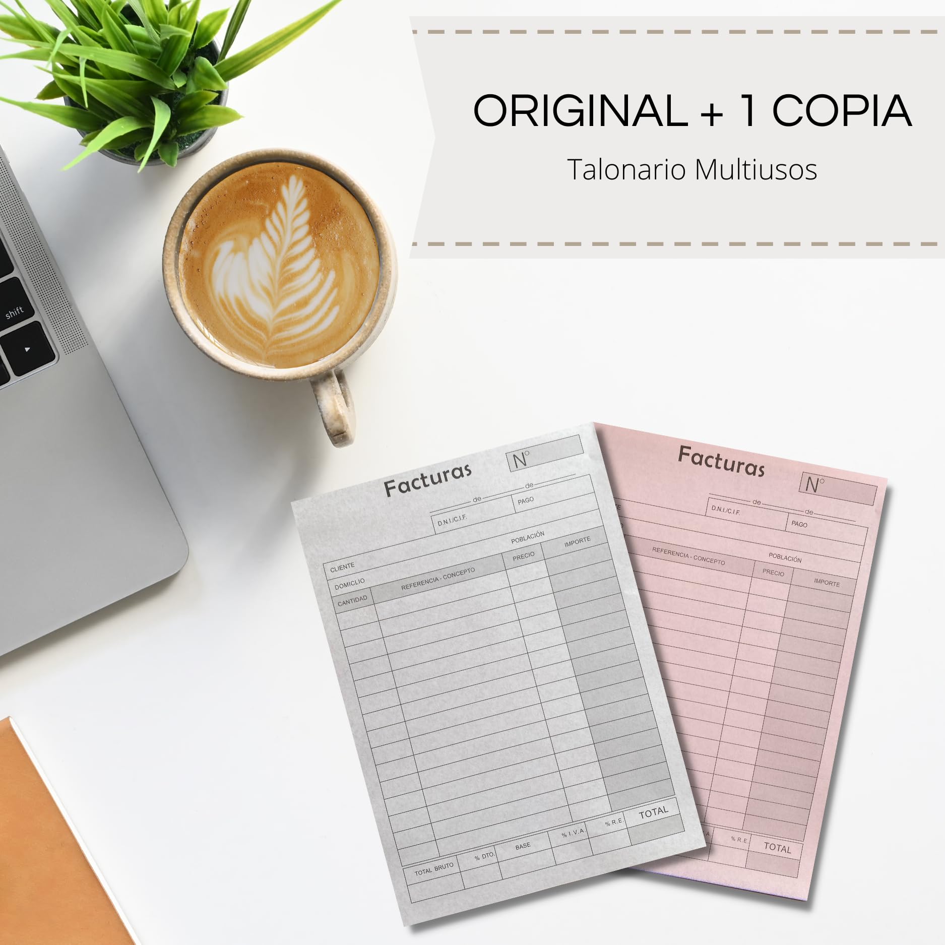 【PACK 12】 Talonario Facturas de Pedidos con Autocopiado y Matriz de Corte, Recibos de Facturas con 40 Hojas por Talonario (20,5 x 15 cm), Documento de Venta de Pedidos Realizados en Castellano.