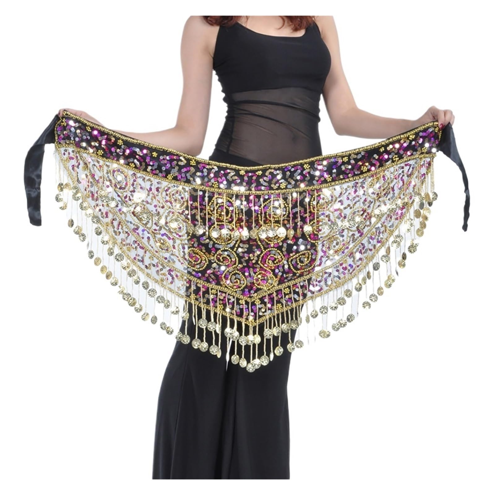 Sciarpa per Danza del Ventre Cintura da Ballo for Danza del Ventre, Lunghezza 135 cm, for Donne, Accessori for spettacoli di sul palco