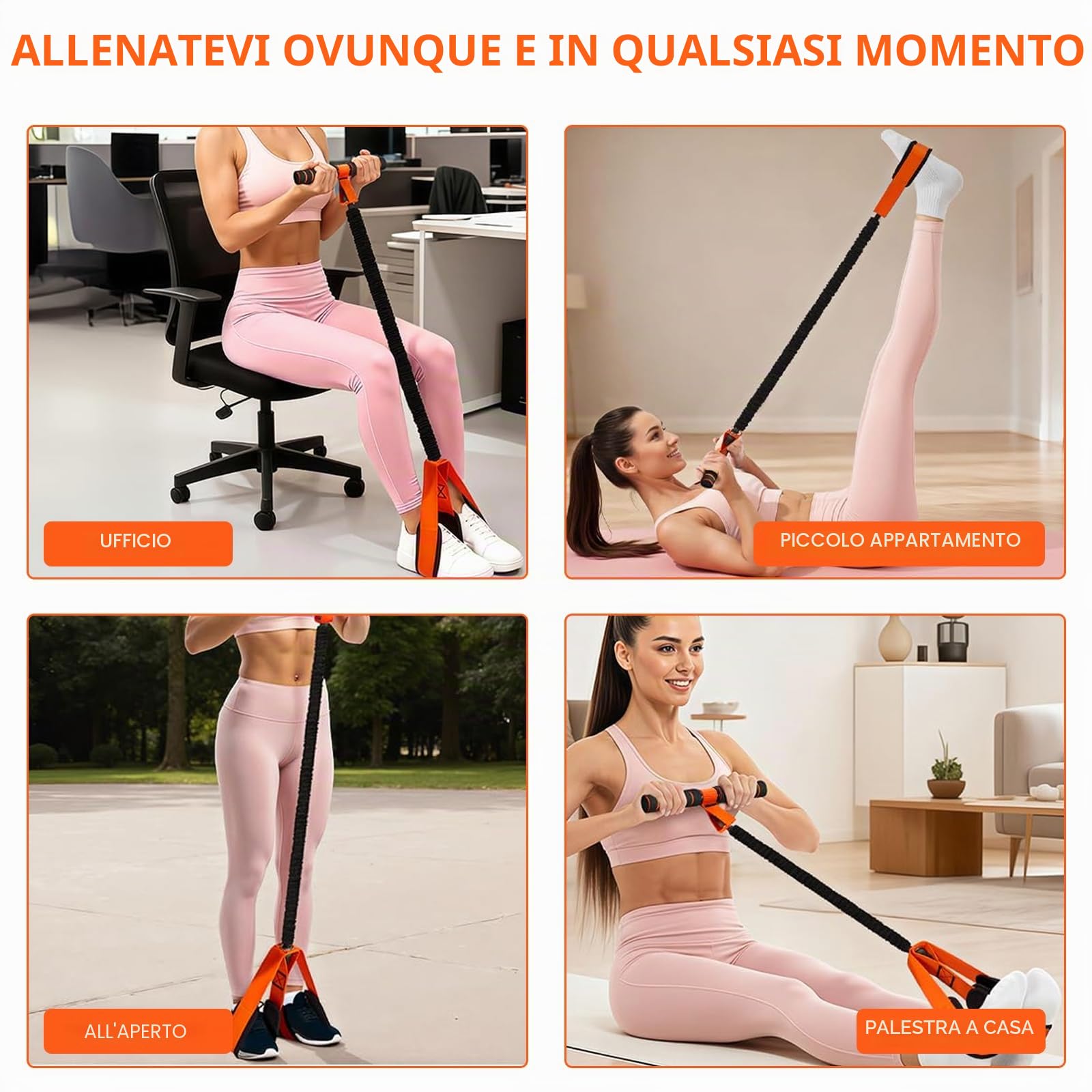 Fascia di Resistenza a Pedale con Maniglie, Fasce Elastiche Fitness, Elastici Fitness, Resistance Bands, con Pedale Antiscivolo e Tubo in Lattice, per Casa, Palestra e Allenamento Completo