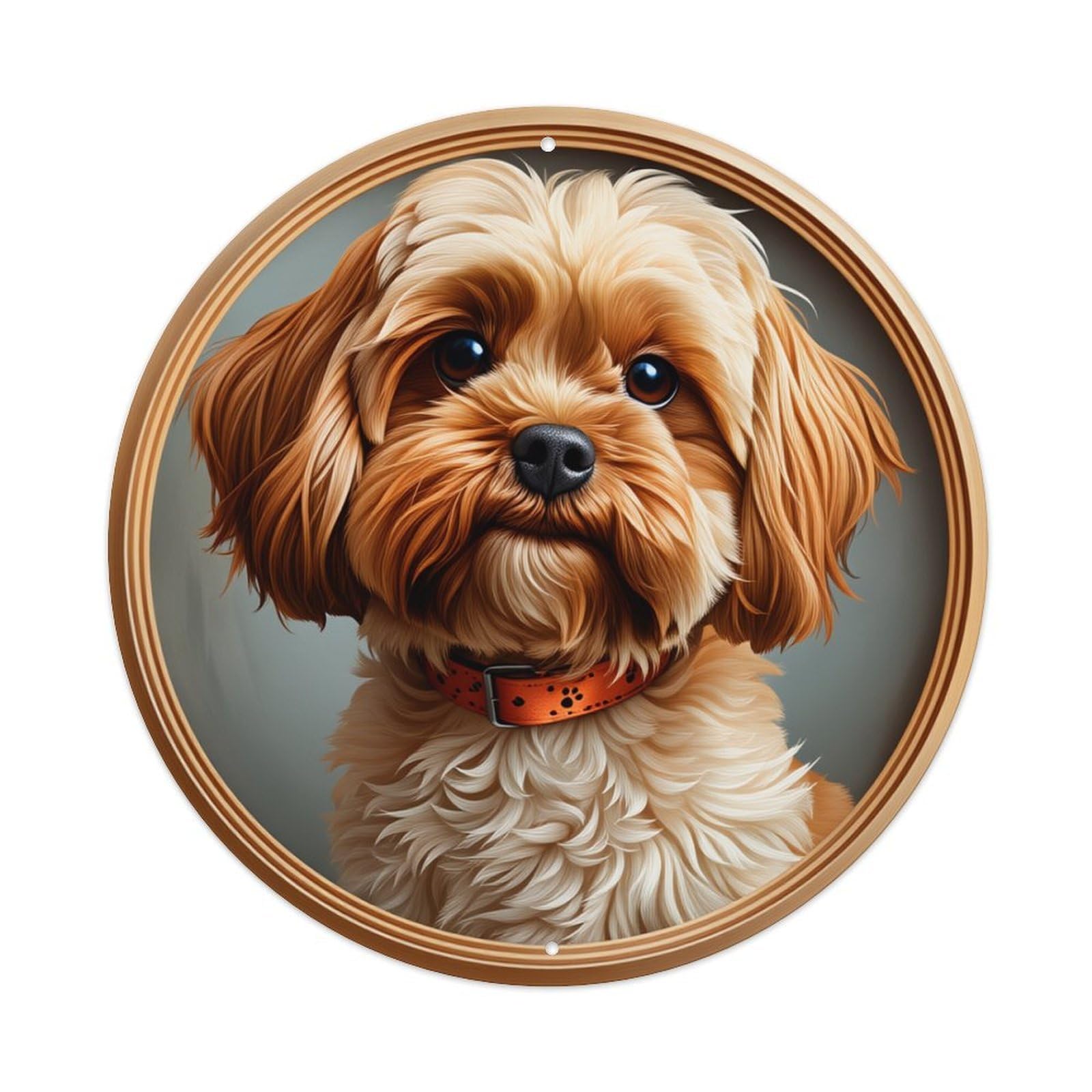 Dog Portrait Nature Background Round Tin Sign Retro Metal Sign for Cafe Bar Pub Home Game Room Gym Club Wall Decoration Vintage Metal Poster 8x8 Inch