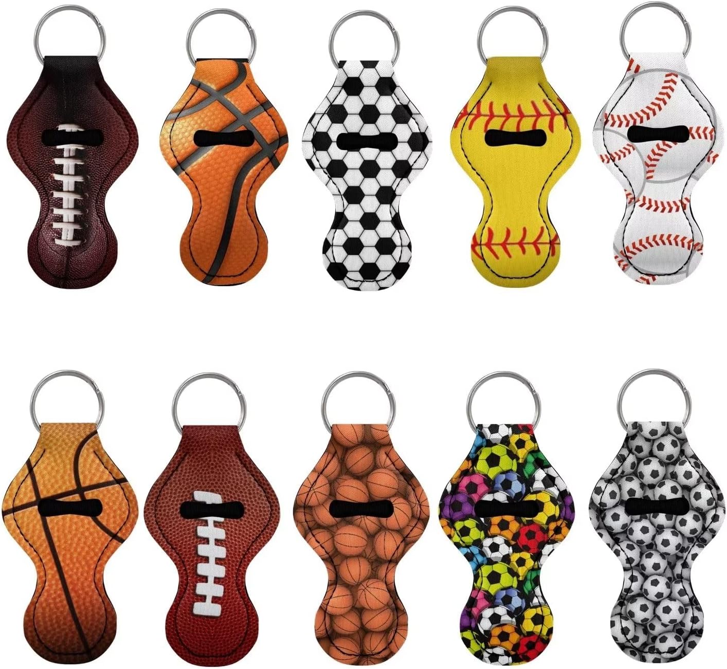 BIGCARJOB 3D Basketball Keychain Chapstick Holders Set,10