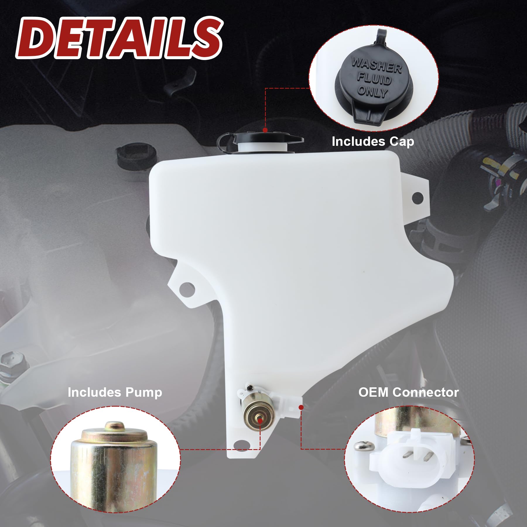 603-5402 - Depósito de líquido para limpiaparabrisas con bomba compatible con Kenworth T680 T880 Peterbilt 335 367 384 385 386 387 388 389 sustituye a N5355001 6035402