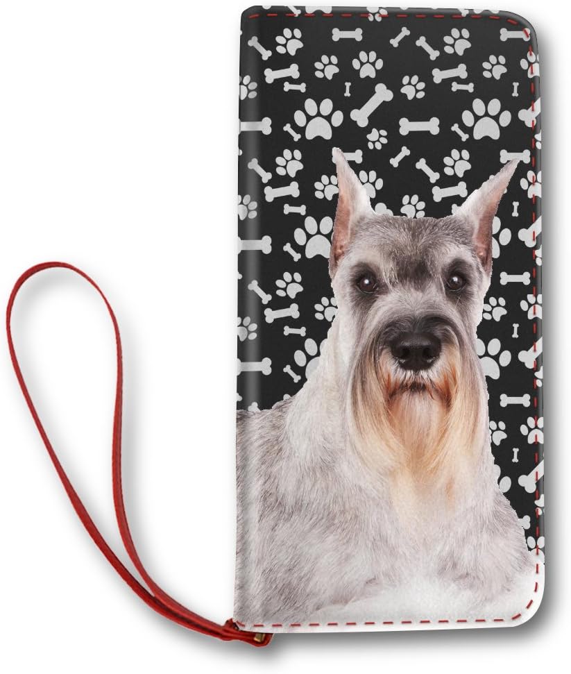 NIWAHO Women's Leather Wallet Long Lady Clutch Purse Print Standard-Schnauzer Dogand Dog Paws, Dog Mom Gifts