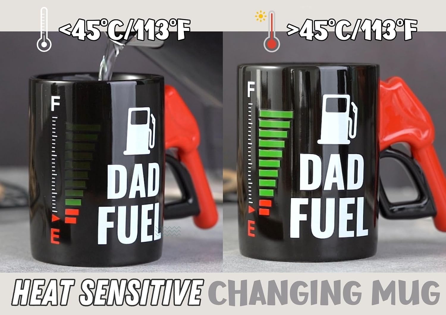 Onebttl Dad Gifts, Dad Fuel Color Changing Coffee Mug with Fueling Nozzle Handle, Gifts for Father from Daughter, Son, 13.5oz Funny Heat Sensitive Ceramic Mug for Christmas