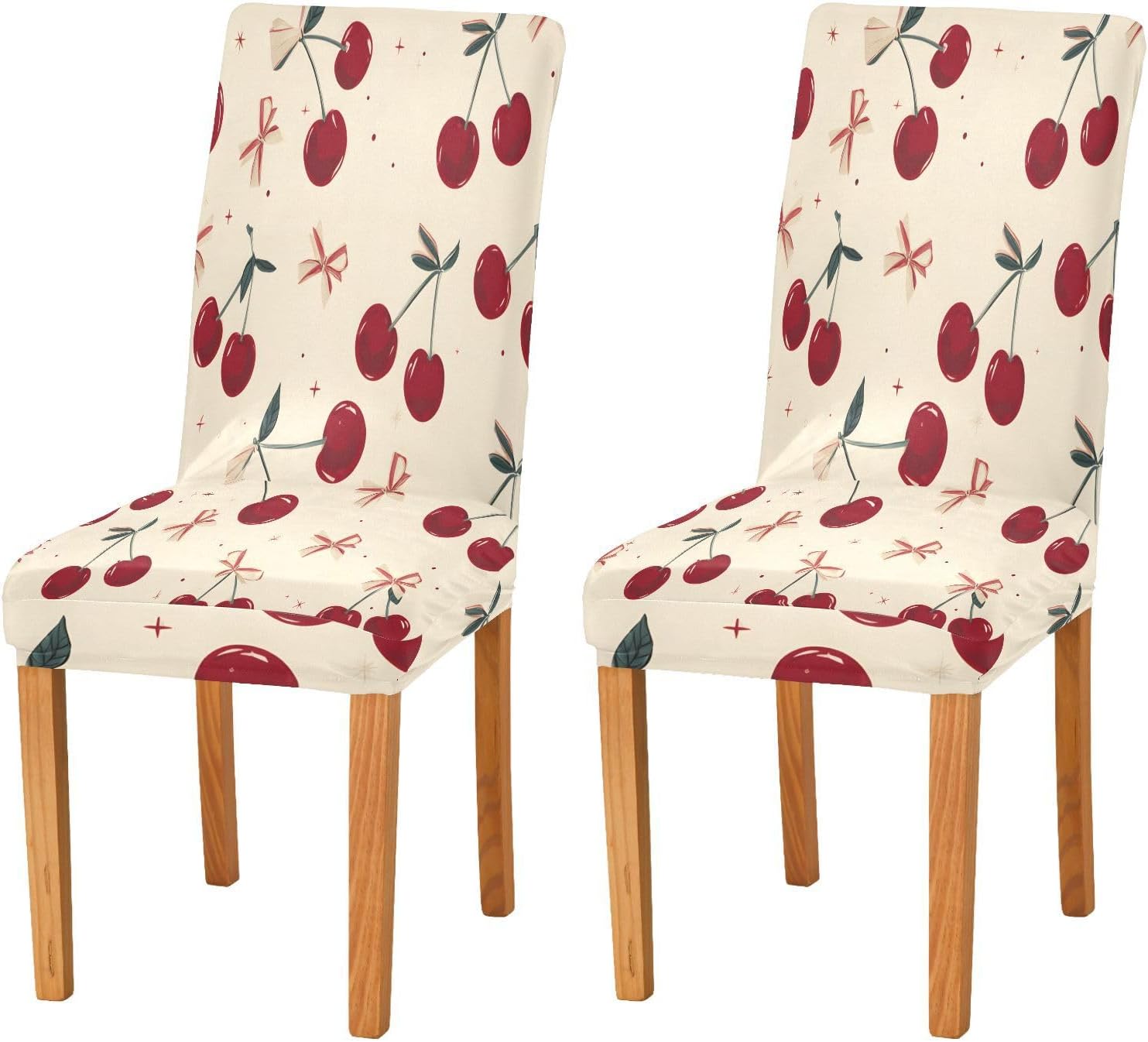 ALAZA Chair Covers for Dining Room, Retro Bow Cherry Stretch Chair Cover Sets Chair Protector Removable Washable for Ktichen Restaurant Hotel