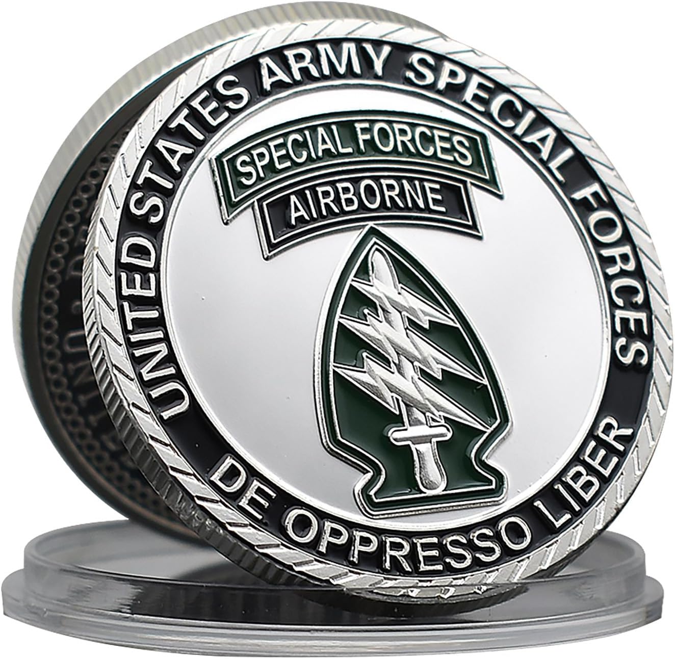US Army Special Forces Airborne Challenge Coin – 1.57 Inch Military Coin with Special Forces Insignia and Department of The Army Seal