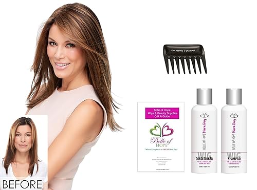 Miniatura 2 de Top Style 18 pulgadas sintético doble mono tramado Topper por Jon Renau, Peine, Mara Ray 4oz Luxury Shamp & Cond, 19 páginas Belle of Hope Wig Care
