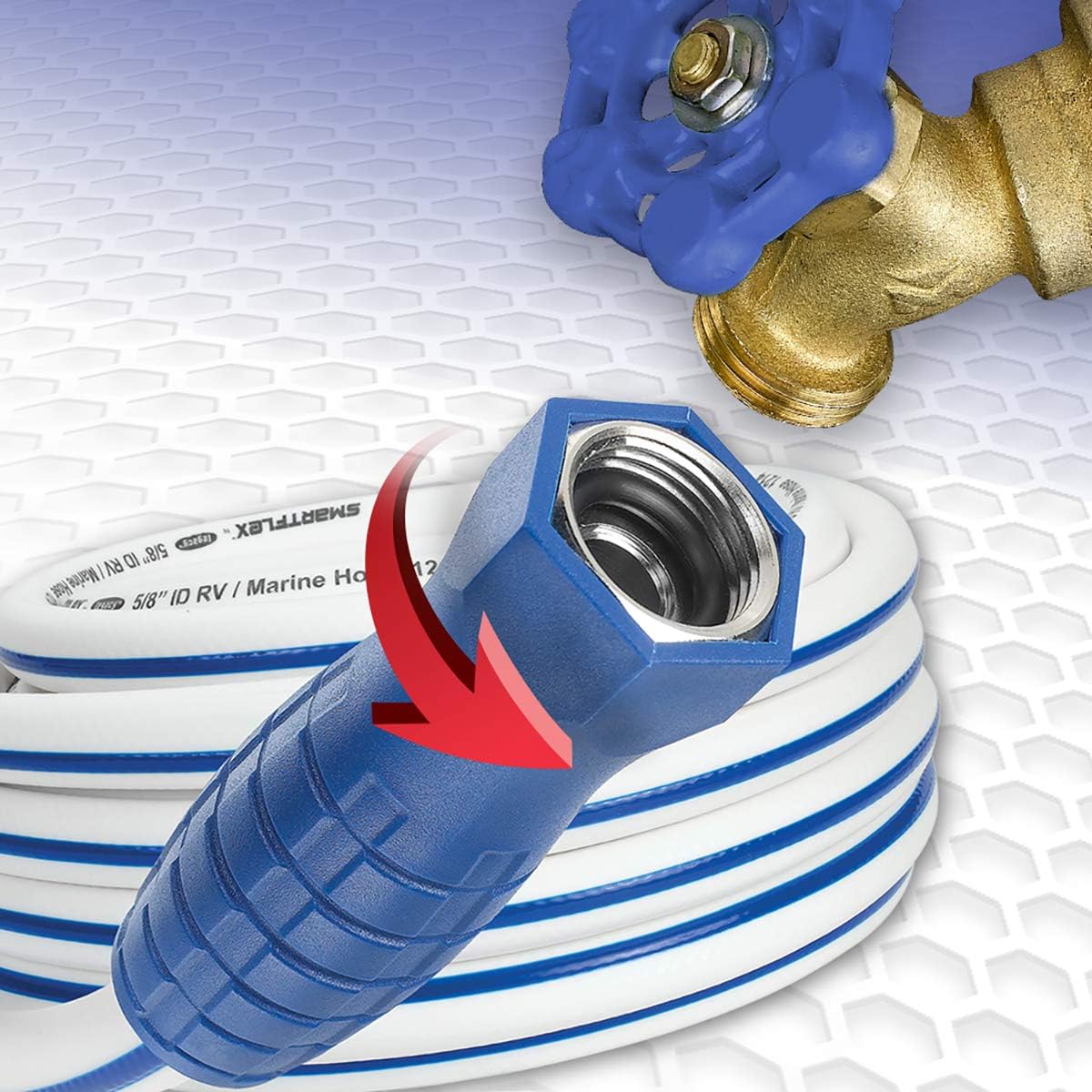 SmartFlex RV/Marine Water Hose, 5/8 in. x 25 ft., Hybrid, White - HSFRV525