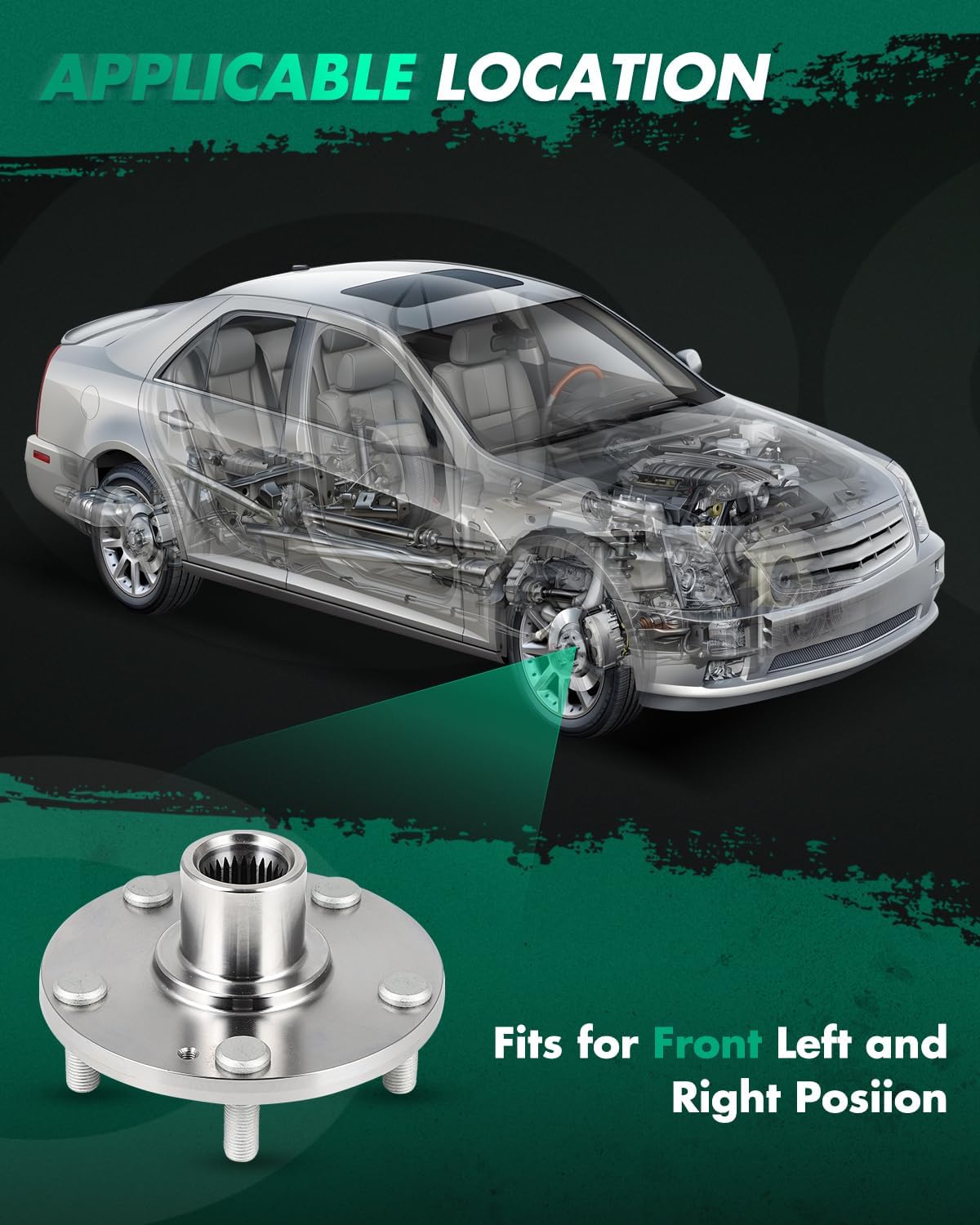 SCITOO 2pcs Front Wheel Hub 51750-1P000 fit for Hyundai Elantra 2011-2012, for Hyundai Veloster 2012, for Kia Forte5/Forte 2014-2018, for Kia Forte Koup 2014-2016 5 Lugs