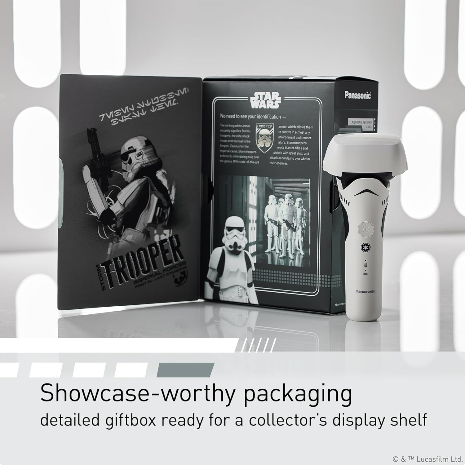 Panasonic Electric Shaver, Special Edition Star Wars Stormtrooper Design, Wet Dry Men’s Shaver with 3-Blade Cutting System and Pop-Up Trimmer - ES-SWLT2W - Image 4