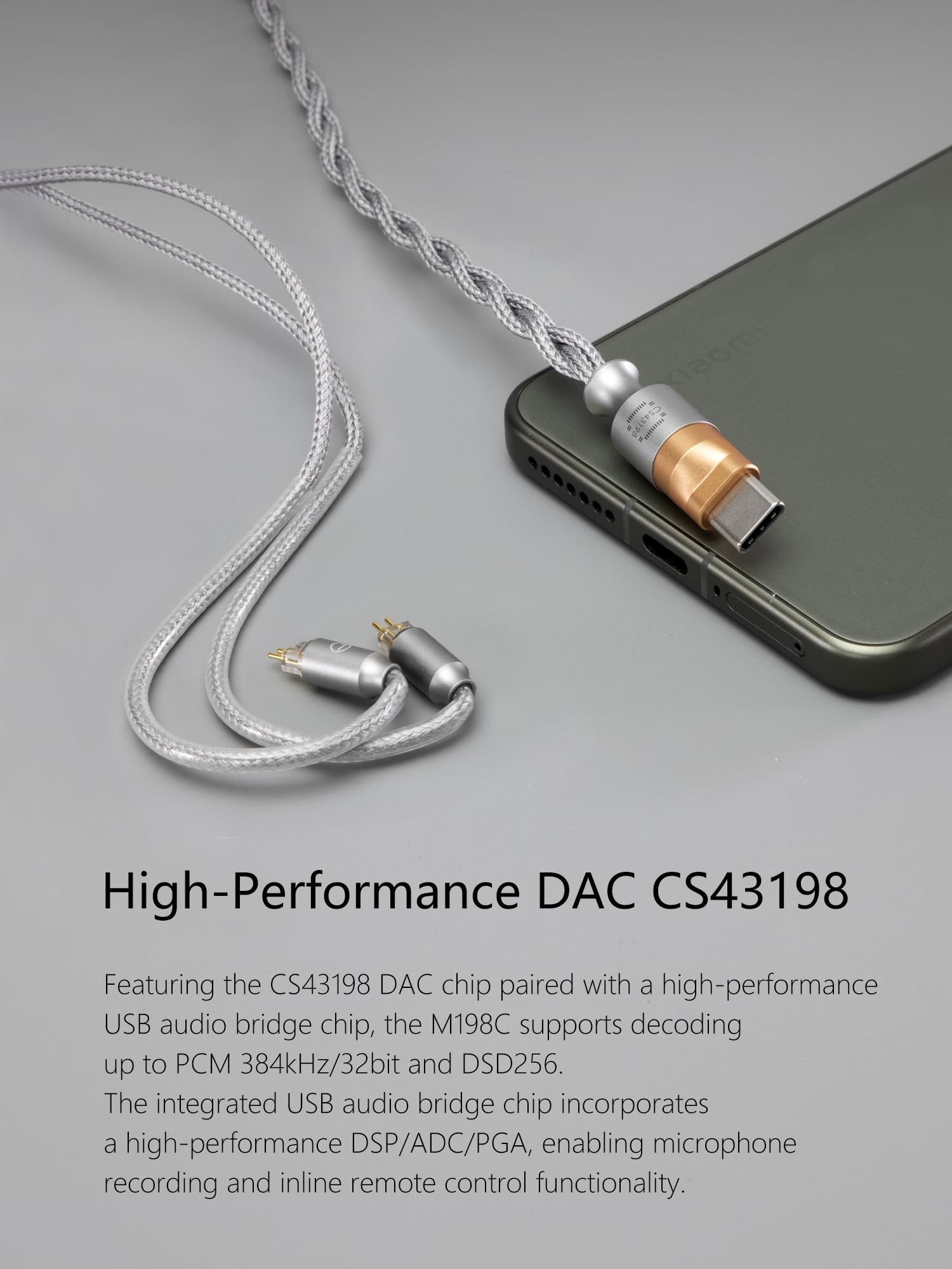 DD ddHiFi M198C USB-C Interface Decoding Earphone Cable Nylon