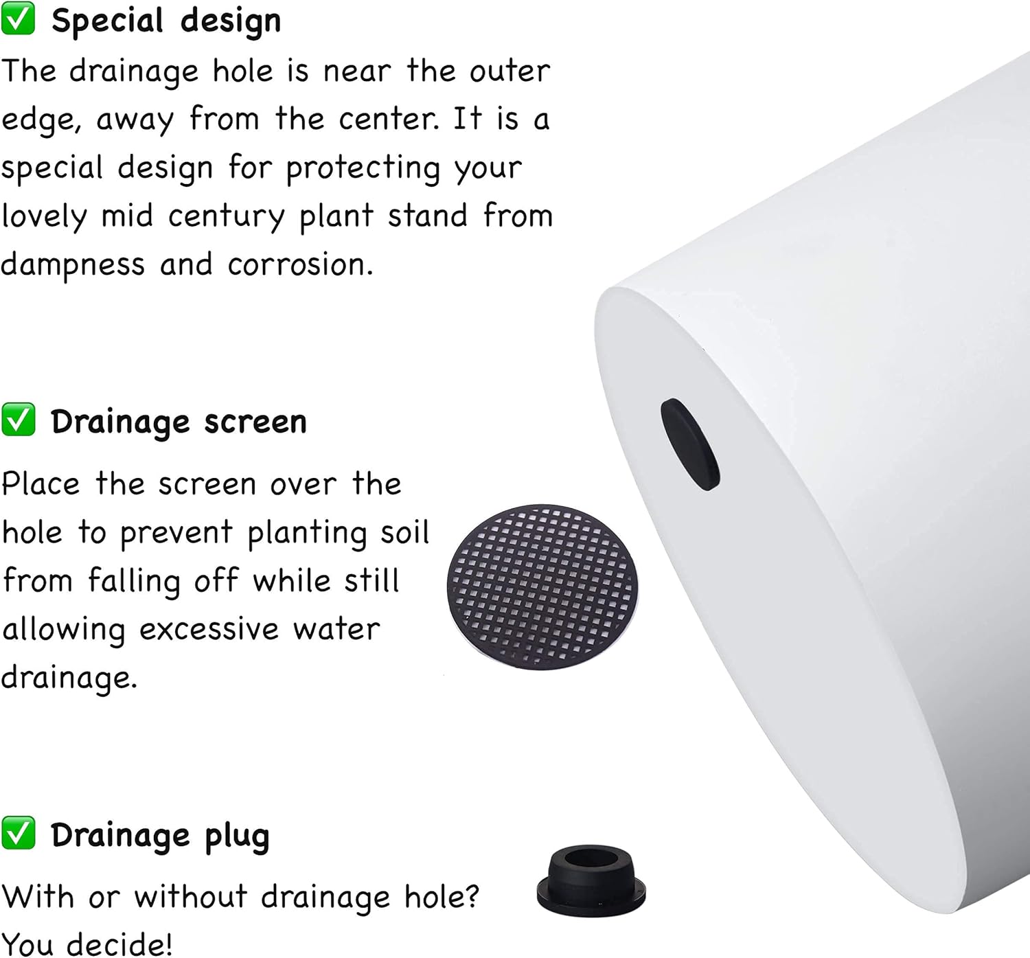 FaithLand 12" White Pot and 12~16" Adjustable Plant Stand Bundle
