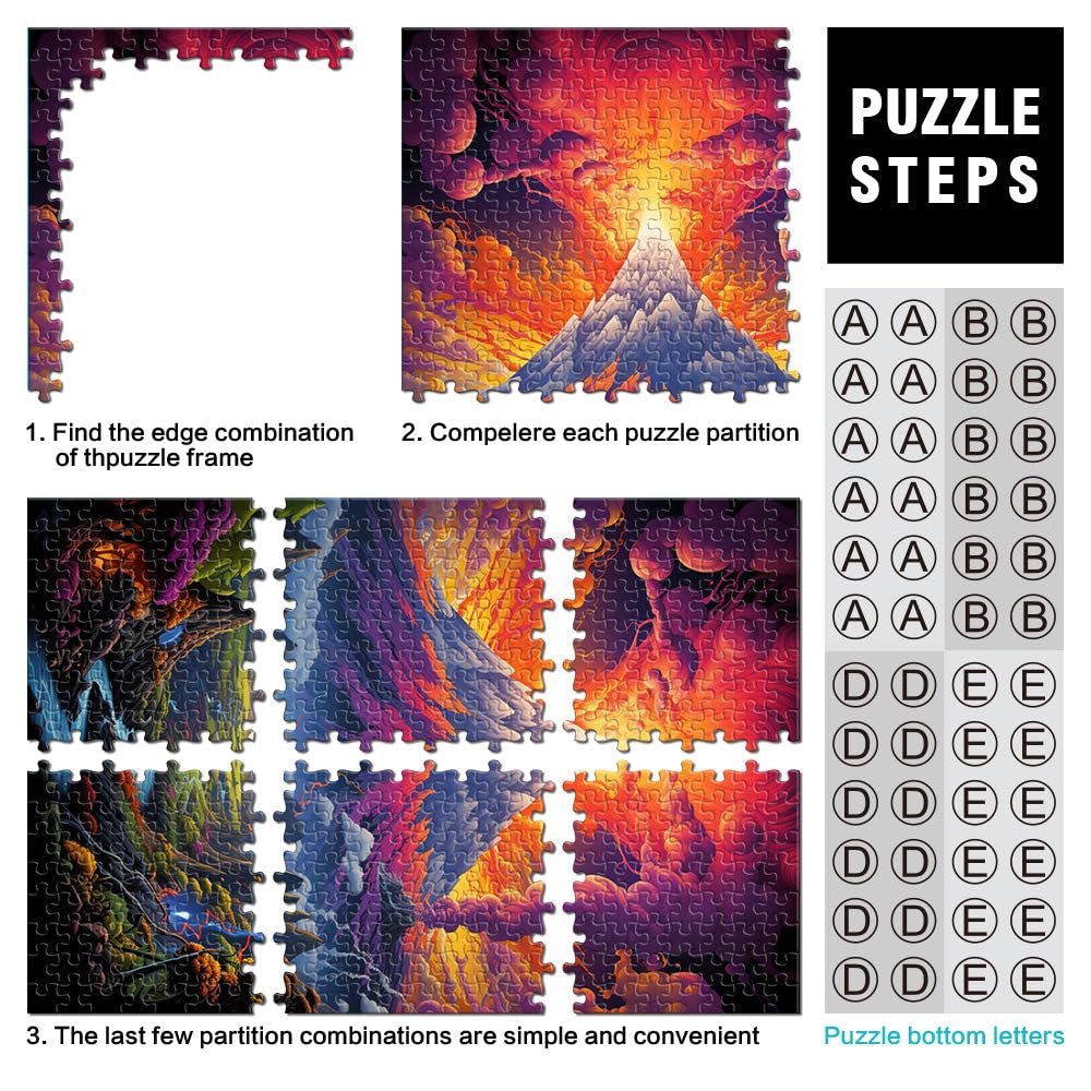 Puzzle da 2000 pezzi per adulti vulcano rompicapo Puzzle con pezzi completamente ad incastro a forma casuale 70 x 100 cm per adolescenti dai 14 anni in su
