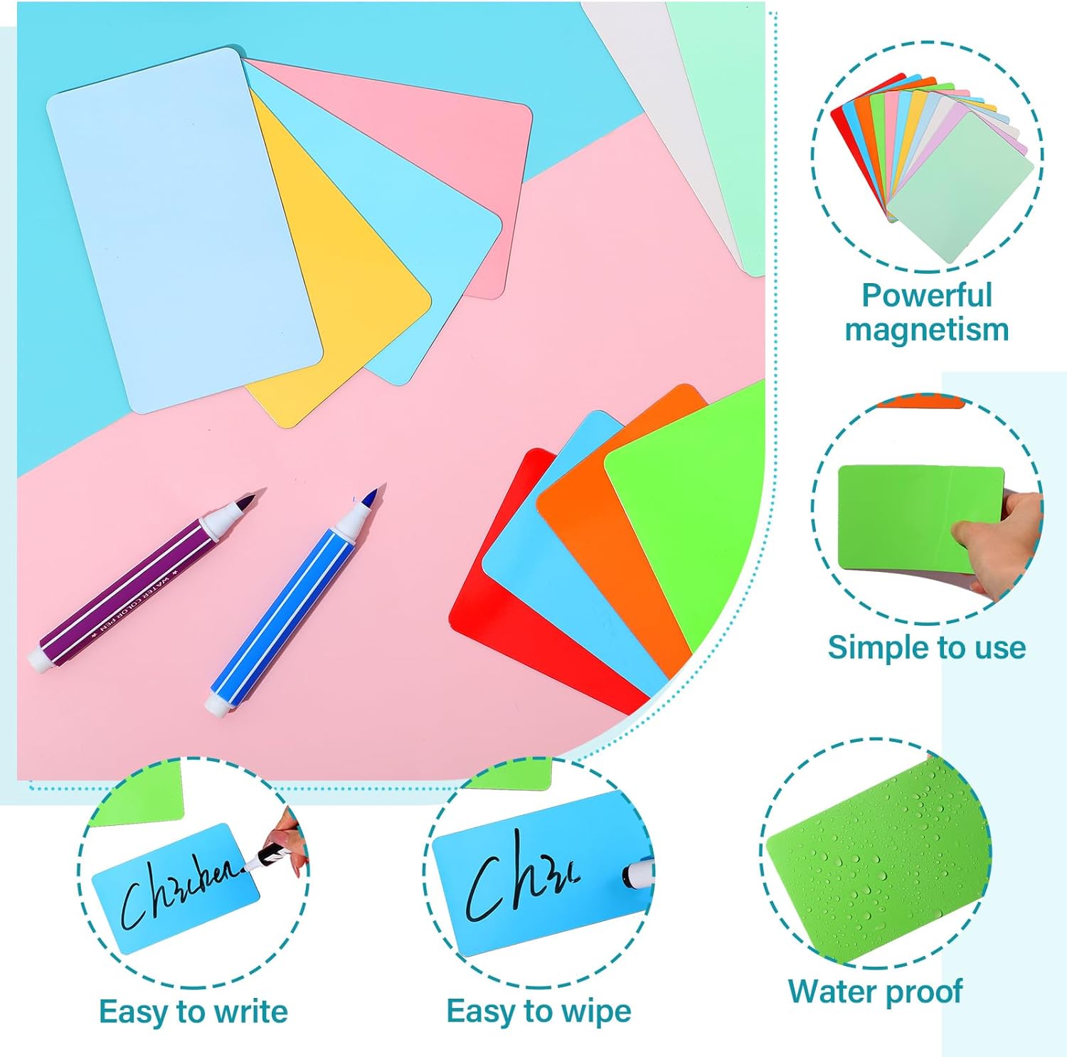 Ctosree 72 Pcs 3" x 5" Dry Erase Magnet Labels Colorful Dry Erase Magnets Reusable Magnetic Name Tags Waterproof Magnetic Label Stickers for School, Classroom, Office, Home(Mixed Colors)