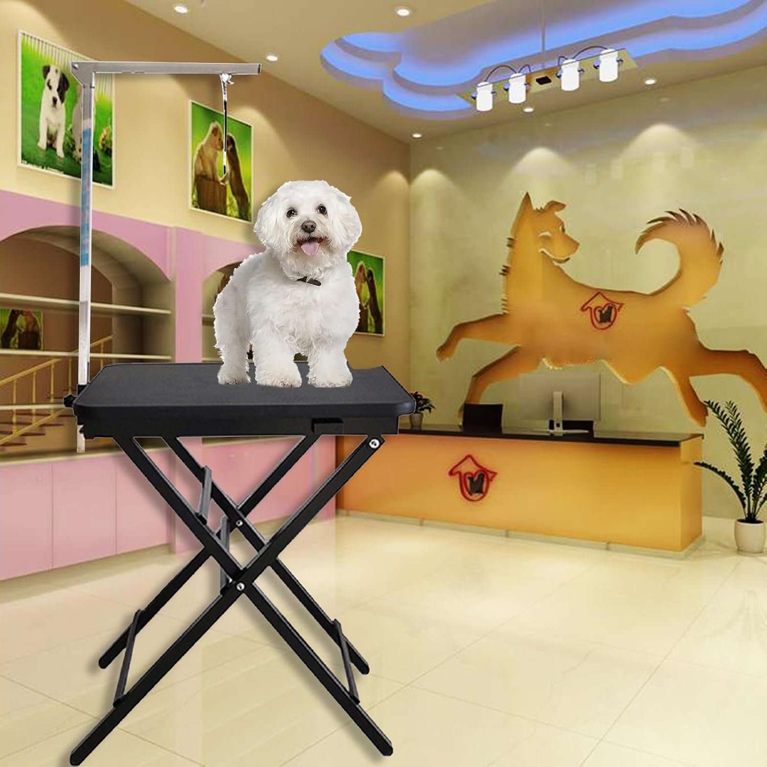 トリミングテーブル 台 黒犬用グルーミングテーブル 自宅用 折りたたみ