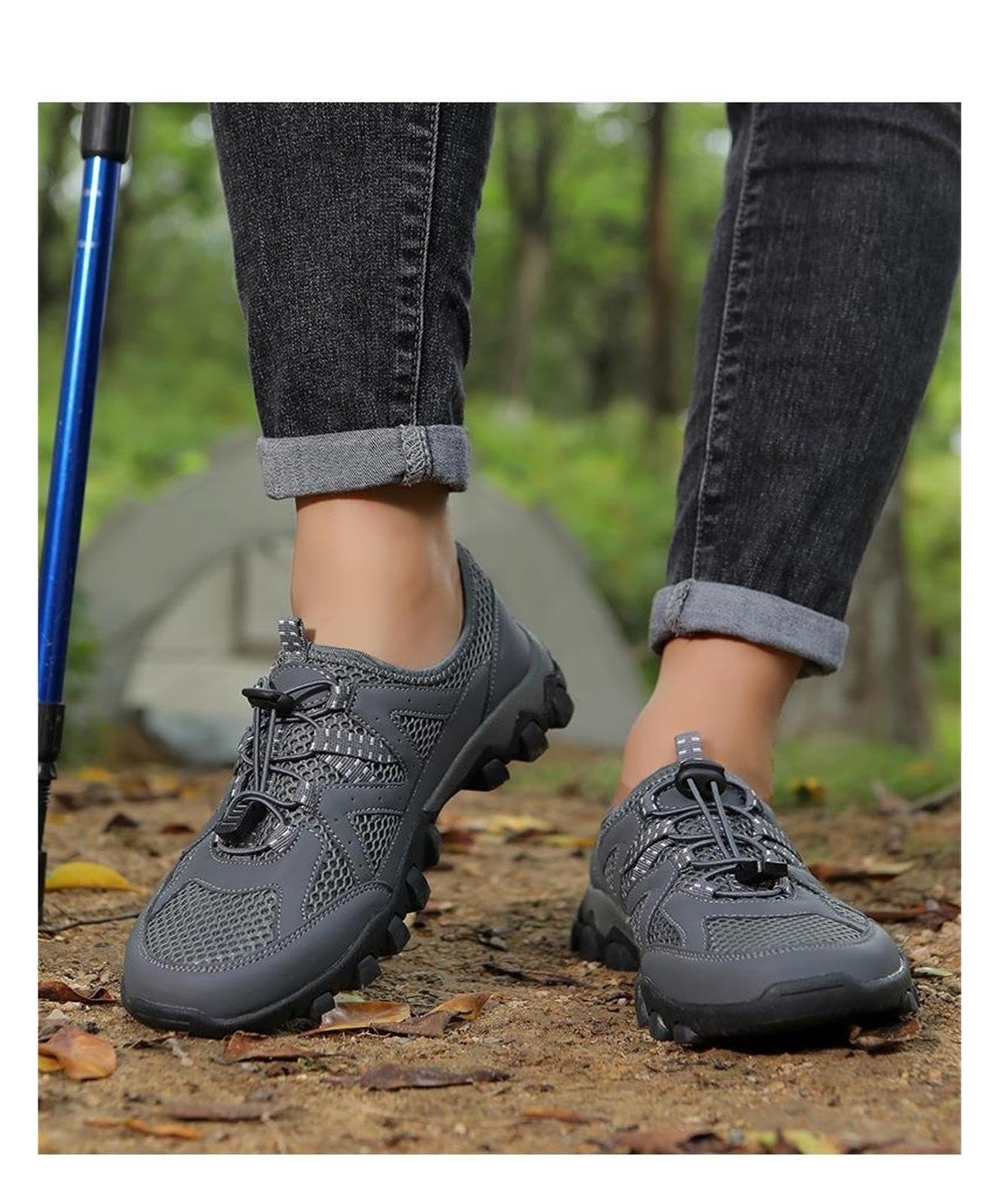 Zapatos Senderismo Antideslizantes Malla Baja Zapatillas Trekking Exterior